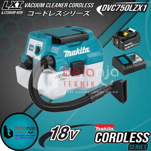 [EZM.3501334] Makita Portable Vacuum Cleaner Cordless DVC750LZX1 Penghisap Debu Set