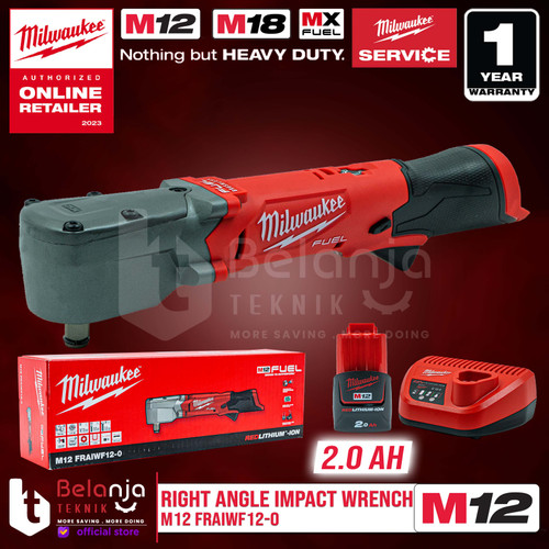 [EZM.3501340] Milwaukee Right Angle Impact Wrench 1/2 In M12 FRAIWF12-0 Set 12 V 2Ah