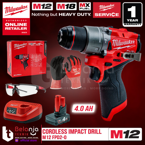 Milwaukee Bor Baterai M12 FPD-0 Cordless Impact Drill Set 12V 4AH FPD2