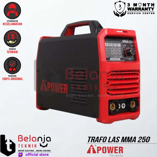 [EZM.3501359] AIPower Mesin Trafo Las DC Inverter MMA 250 Travo IGBT 1Phase 3Phase