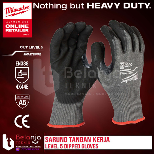 [EZM.3501380] Milwaukee Sarung Tangan Kerja Proyek CUT 5 Dipped Gloves CUT5 Size M