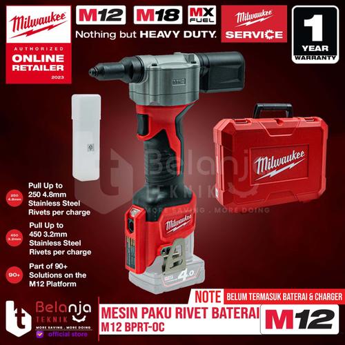 [EZM.3501413] Milwaukee Mesin Paku Tembak Rivet Baterai M12 BPRT-0 12 Volt Unit Only