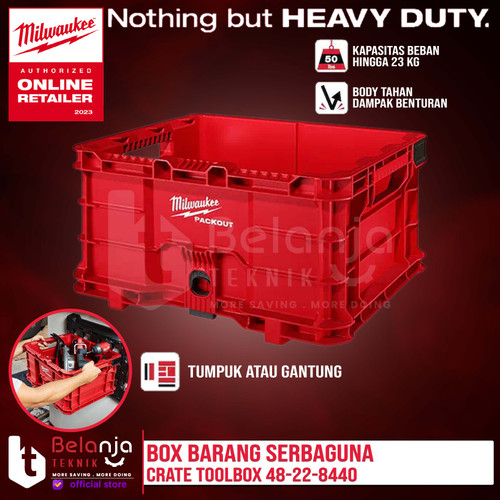 [EZM.3501418] Milwaukee Box Barang Serbaguna Packout Crate Toolbox Tool 48-22-8440