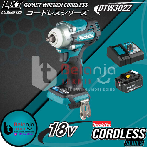[EZM.3501448] Makita Impact Wrench Cordless DTW302Z Mesin Pembuka Baut Set 18V 5AH