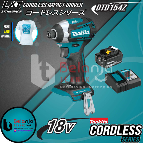 Makita Bor Obeng Baterai DTD 154 Z Cordless Impact Driver DTD154Z Set
