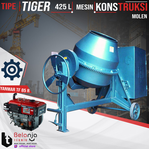 [EZM.3501471] Tiger Mesin Aduk Semen Molen 425 Liter + Mesin Engine Yanmar TF 85 R
