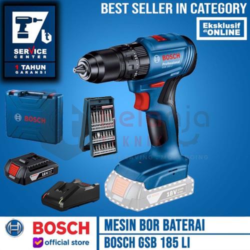 [EZM.3501495] Bosch Bor Tembok Baterai Cordless GSB 185 LI 18V + Mata X-line 25 Pcs