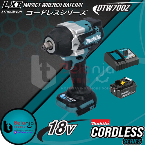 [EZM.3501545] Makita Mesin Pembuka Baut DTW 700 1/2" Impact Wrench + Baterai 18V 5AH