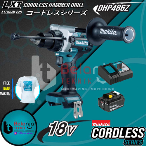 Makita Cordless Hammer Drive Drill DHP486Z Mesin Bor 18V + Baterai Set