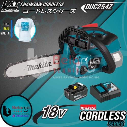 Makita Chainsaw Cordless DUC254Z Mesin Gergaji Kayu 18V + Baterai Set