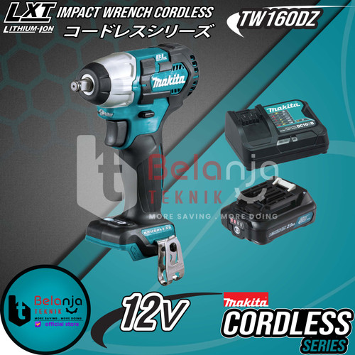 [EZM.3501619] Makita Impact Wrench Cordless TW160DZ Mesin Pembuka Baut + Baterai 18V