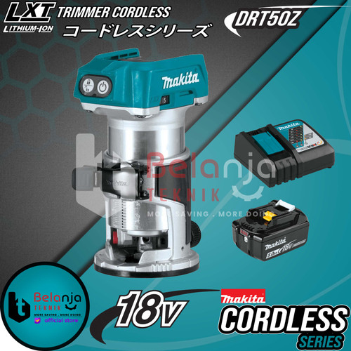 [EZM.3501621] Makita Mesin Profil Kayu Baterai DRT50Z 18V Trimmer + Baterai Set 18 V
