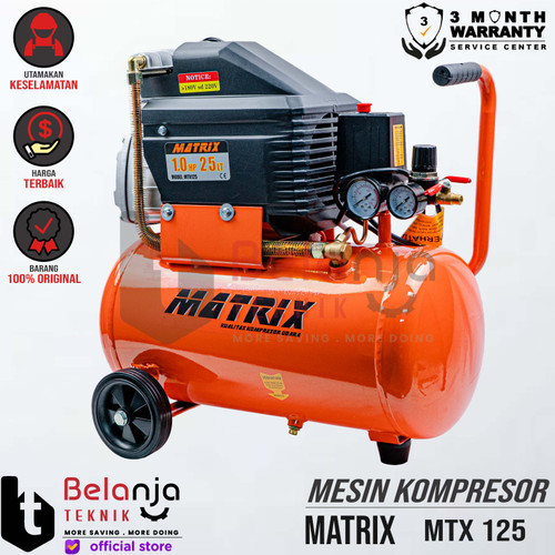 [EZM.3501645] Matrix Compressor Portable 1 HP 24L MTX-125 Kompressor Angin Listrik