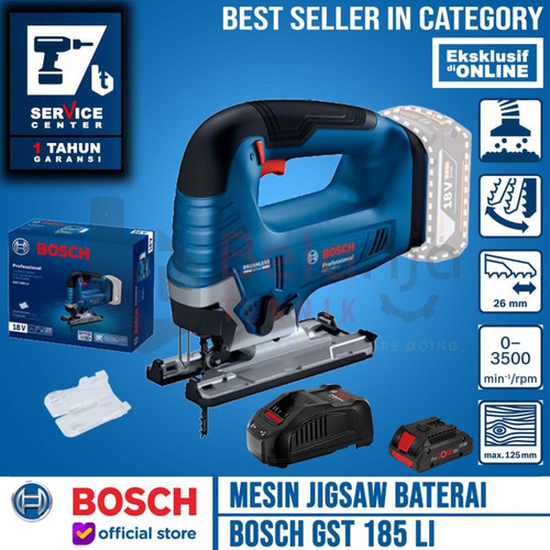[EZM.3501648] Bosch Mesin Gergaji Baterai GST 185 Li Jigsaw + Baterai Procore 4 AH