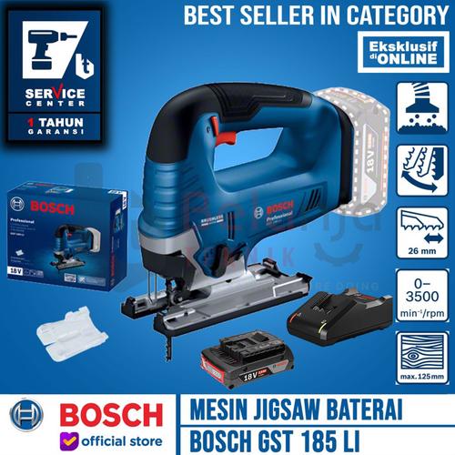 [EZM.3501701] Bosch Mesin Gergaji Baterai GST 185 Li Jigsaw + Baterai Charger 2 AH