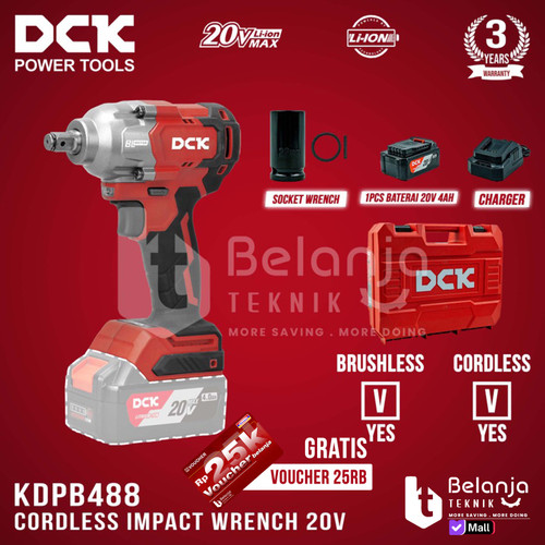 [EZM.3501751] DCK Mesin Impact Baterai 1/2 In KDPB488 DM Impact Wrench Brushless 20V