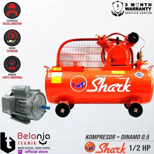 [EZM.3501765] Shark Mesin Kompresor Udara 0.5 Hp Dinamo Jiayu 0.5 Hp Air Compressor