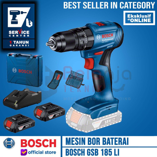 [EZM.3501780] Bosch Mesin Bor Tembok Baterai Impact Drill Cordless GSB 185-Li 18 V