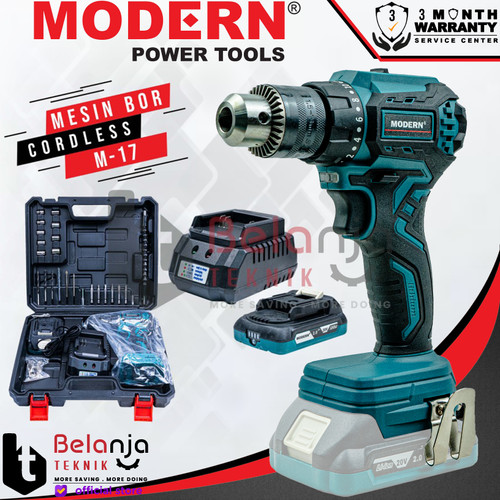 [EZM.3501798] Modern Mesin Bor Baterai Set M-17 Brushless 20 V Drill Cordless M17