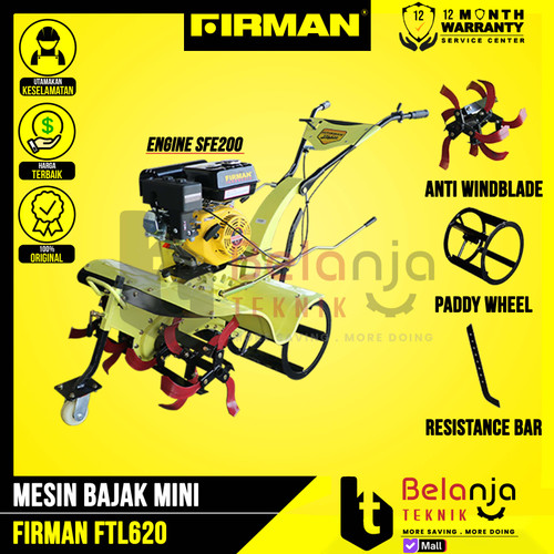 [EZM.3501805] Firman Mesin Bajak Sawah FTL 620 Basah Kering Cultivator SFE200 6.5HP