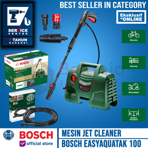 [EZM.3501823] BOSCH Jet Cleaner AQT 100 Aquatak 100 Bar + Sambungan Selang 6 Meter