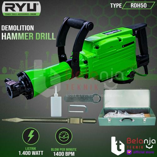 [EZM.3501867] Ryu Demolition Hammer Drill RDH50 1400 Watt Mesin Bobok Beton RDH 50