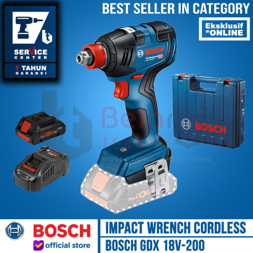 Bosch Mesin Impact Wrench Cordless GDX 18V-200 + Baterai Procore 4AH