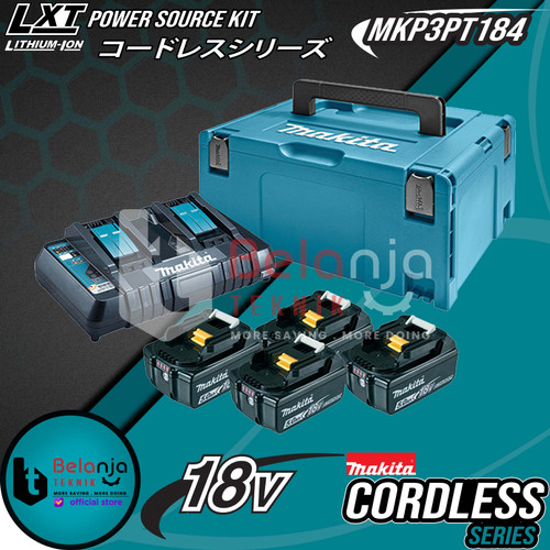 [EZM.3502189] Makita Power Source Kit MKP3PT184 Baterai 1850 18 V 5Ah + Dual Charger
