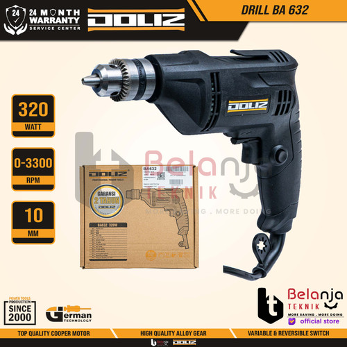 [EZM.3502198] Doliz Electric Drill Variable Speed BA632 320W Mesin Bor Listrik 10MM
