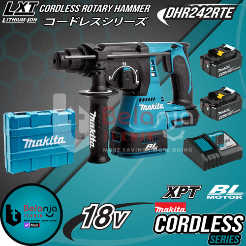 [EZM.3502214] Makita Mesin Bor Baterai Cordless DHR242 RTE Rotary Hammer DHR 242 SET