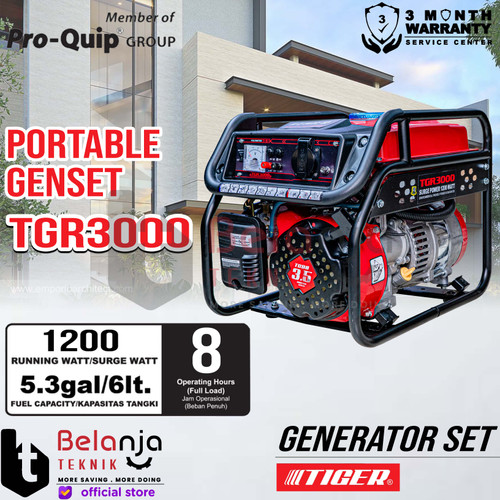[EZM.3502251] Tiger Generator Set Bensin TGR 3000 1200 Watt Genset Recoil TGR3000