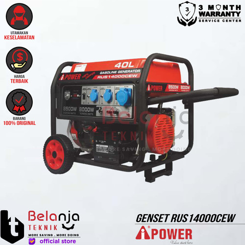 [EZM.3502261] AIPower Genset RUS14000CEW Generator Bensin 8500 Watt Manual Starting