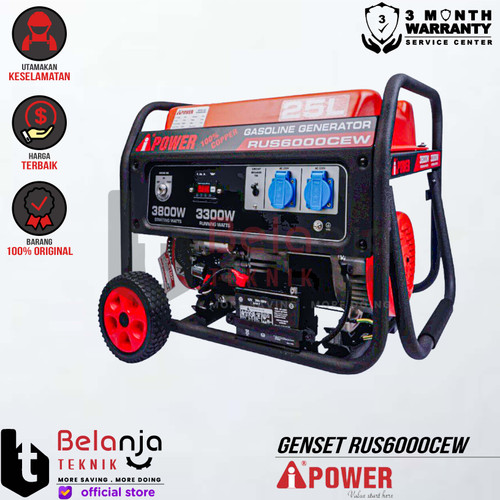 [EZM.3502262] AIPower Genset RUS6000CEW Generator Bensin 3800 Watt Manual Starting