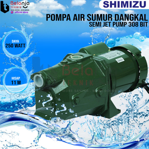 [EZM.3502273] Shimizu Pompa Air Sumur Dangkal Semi Jet Pump 308 Bit Jetpump 11 Meter