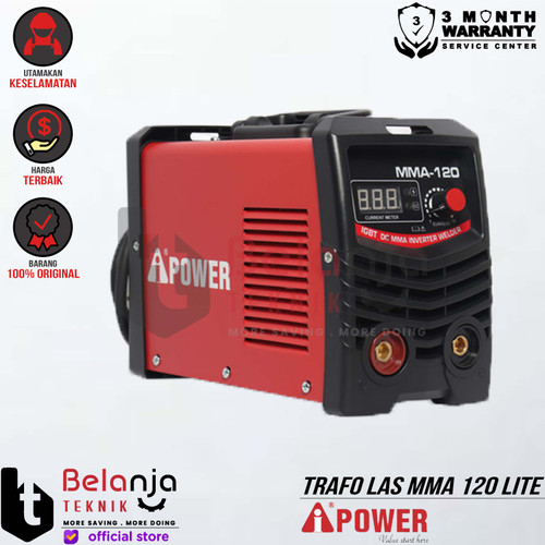 [EZM.3502278] AIPower Mesin Trafo Las DC Inverter MMA 120 Lite Travo IGBT 3700 Watt