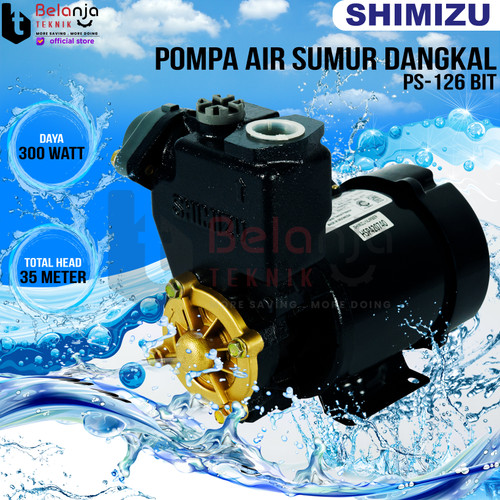 [EZM.3502287] Shimizu Pompa Air Sumur Dangkal PS 126 Bit 9 Meter Water Pump PS126BIT