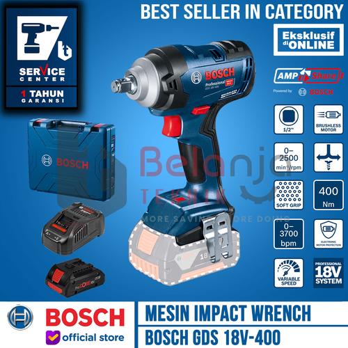 [EZM.3502332] Bosch Mesin Impact Wrench Cordless GDS 18V-400 + Baterai Procore 4AH