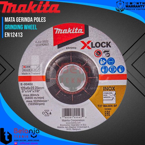 [EZM.3502414] Makita Grinding Wheel Stainless XLock 5 Inch X 6 MM Mata Gerinda Poles