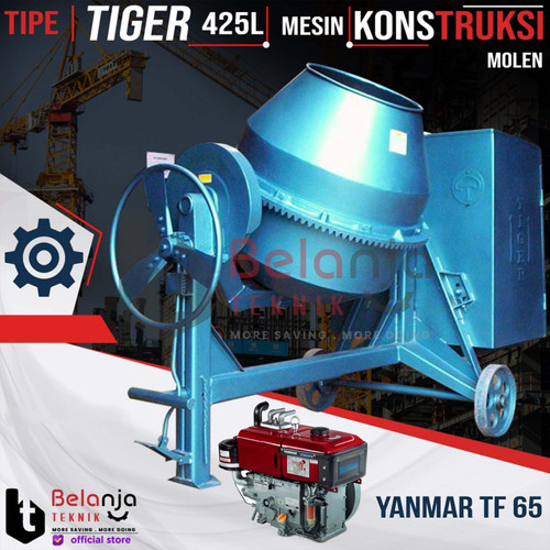 [EZM.3502478] Tiger Mesin Aduk Semen Molen 425 Liter Mesin Engine Yanmar TF 65 425L