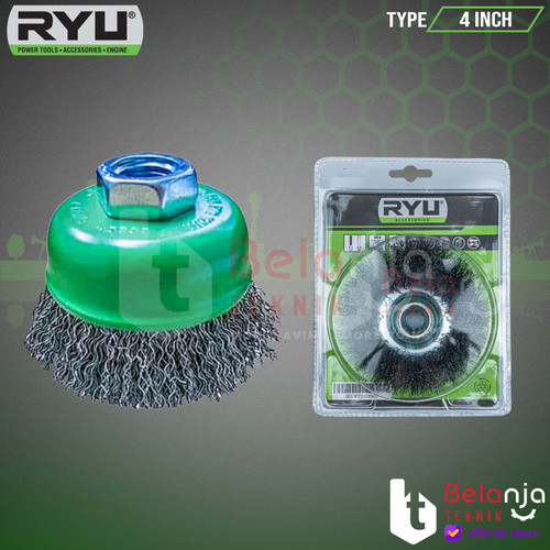 [EZM.3502635] Ryu Cup Brush Crimped 4" Sikat Kawat Mangkok Lurus 4 Inch 100 X 0.5MM