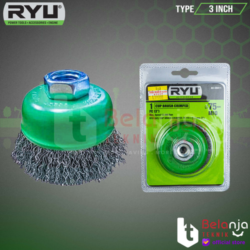 [EZM.3502636] Ryu Cup Brush Crimped 3" Sikat Kawat Mangkok Lurus 3 Inch 75 X 0.3 MM