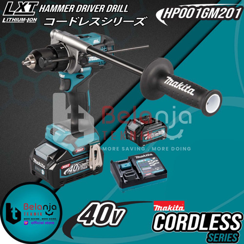 [EZM.3502644] Makita Cordless Hammer Driver Drill HP001GM201 Mesin Bor Baterai 40V