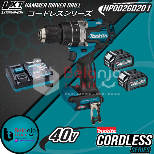[EZM.3502664] Makita Mesin Bor Baterai HP002GD201 Cordless Hammer Driver Drill 40V