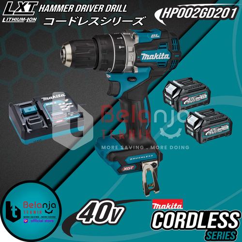[EZM.3502664] Makita Mesin Bor Baterai HP002GD201 Cordless Hammer Driver Drill 40V
