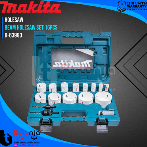 [EZM.3502681] Makita Beam Holesaw Set 16Pcs Mata Bor Pelubang Kayu Pipa Pvc Hole Saw