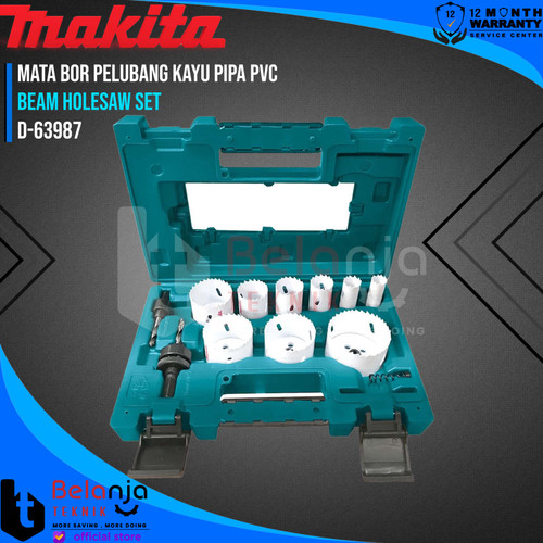 [EZM.3502682] Makita Beam Holesaw Set 12Pcs Mata Bor Pelubang Kayu Pipa Pvc Hole Saw