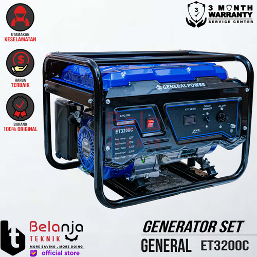 [EZM.3502698] General Mesin Generator Set ET 3200 CE Genset Bensin 2200 Watt ET3200