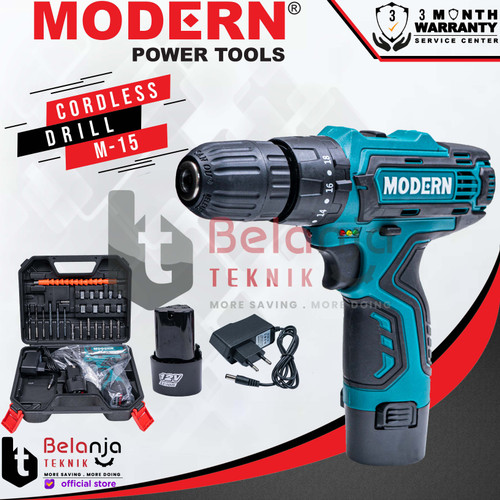 [EZM.3502760] MODERN M15 Bor Cordless Drill Baterai Tembok Batre Tanpa Kabel M 15