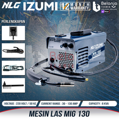 [EZM.3502770] IZUMI Mesin Las Co2 MIG 130 MMA TIG Tanpa Gas 130 A Besi / Stainless
