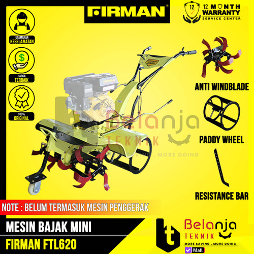 [EZM.3502784] Firman Mesin Bajak Sawah FTL 620 Basah Kering Cultivator UNIT only